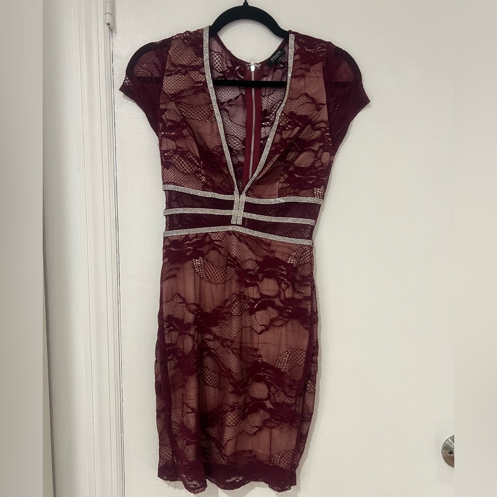Elegant Burgundy Lace Dress